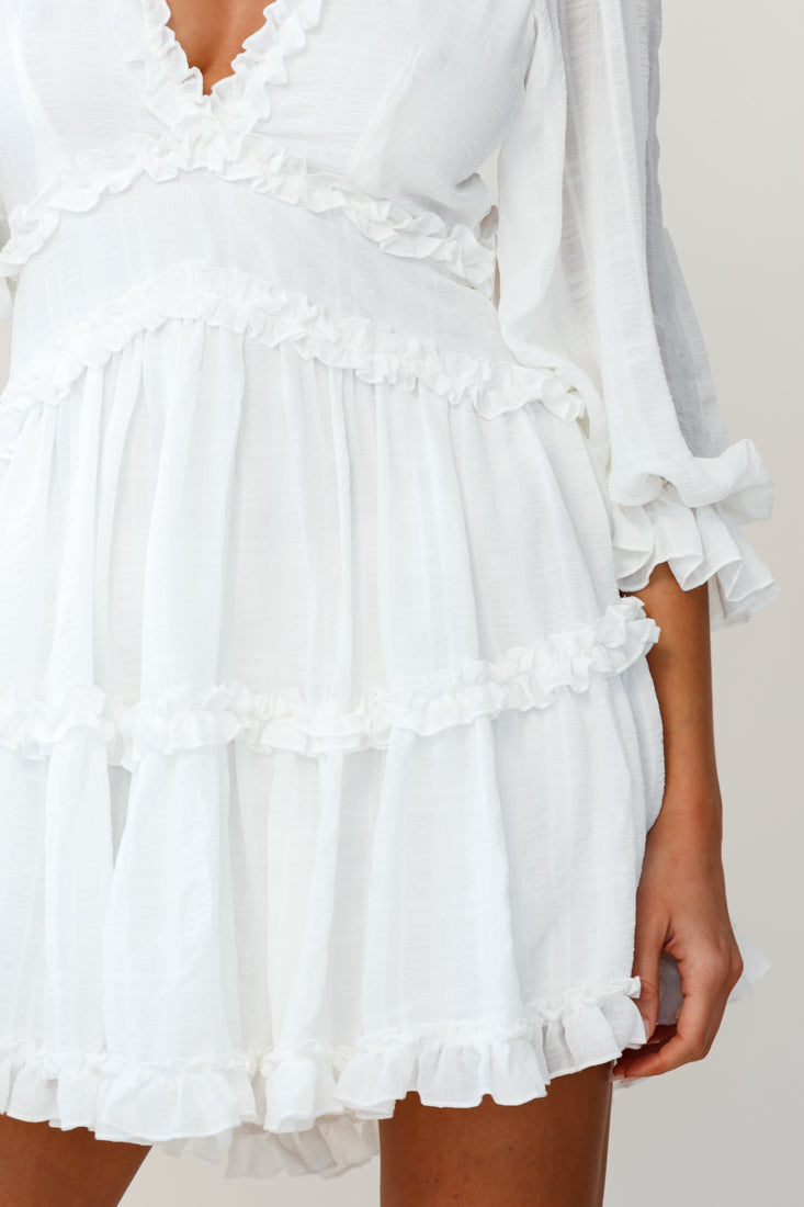 Laney Cutout Back Balloon Sleeve Dress White by Selfie Leslie