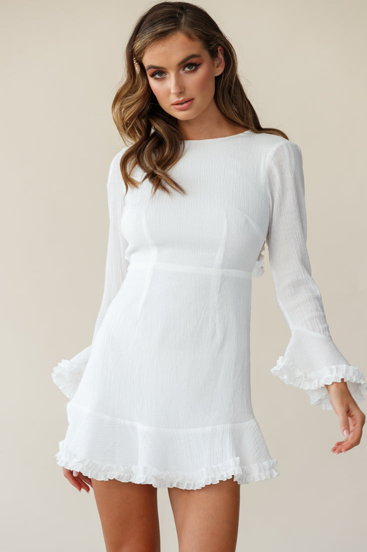 Marta Flared Cuff Cut-Out Back Dress White by Selfie Leslie