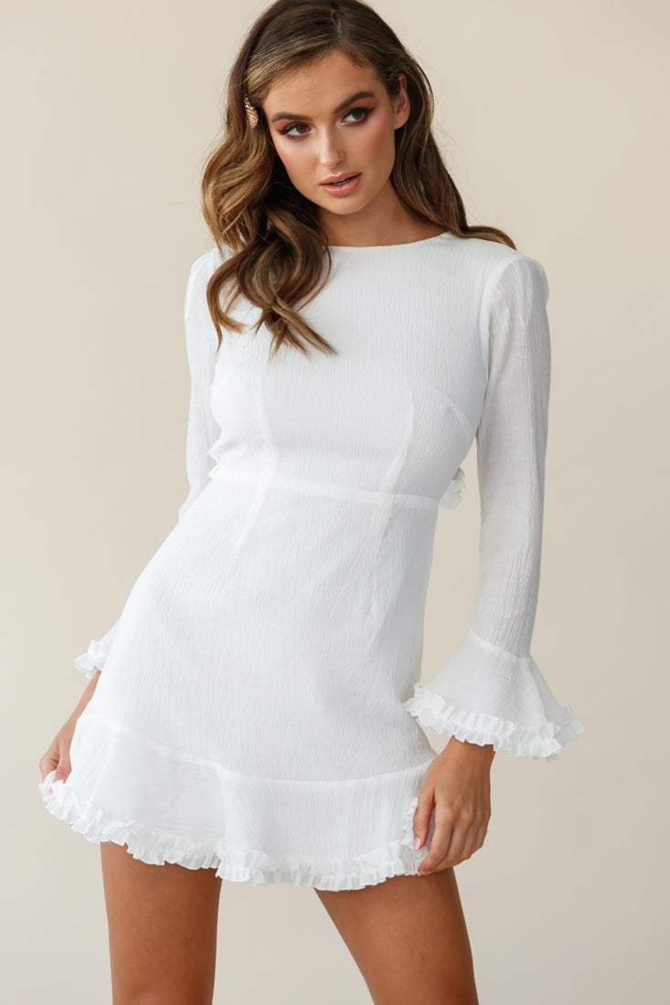 Marta Flared Cuff Cut-Out Back Dress White by Selfie Leslie
