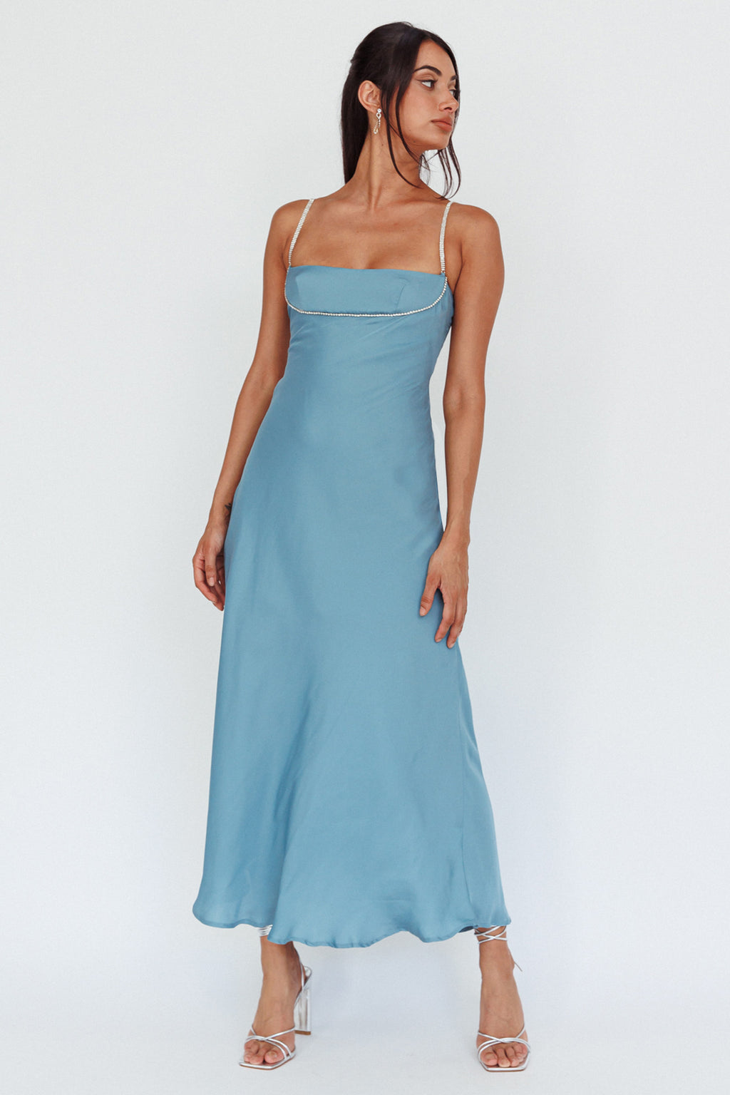 Linka Diamante Strap Maxi Dress Steel by Selfie Leslie Australia