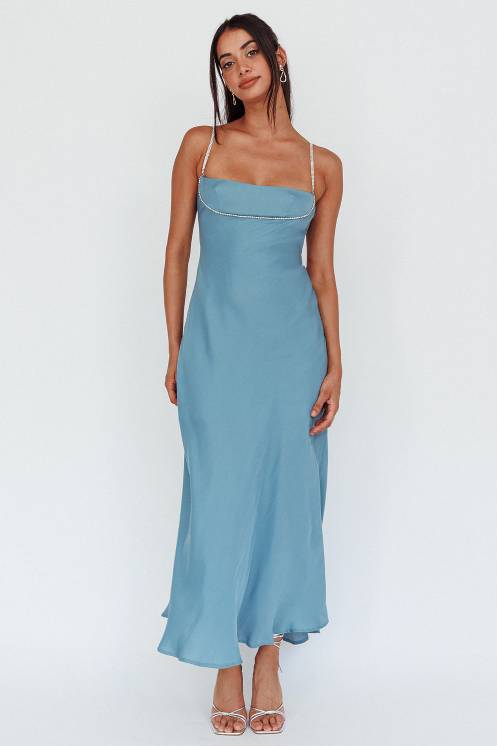 Linka Diamante Strap Maxi Dress Steel by Selfie Leslie Australia