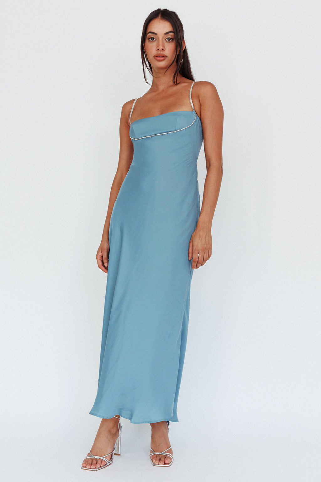 Linka Diamante Strap Maxi Dress Steel by Selfie Leslie Australia
