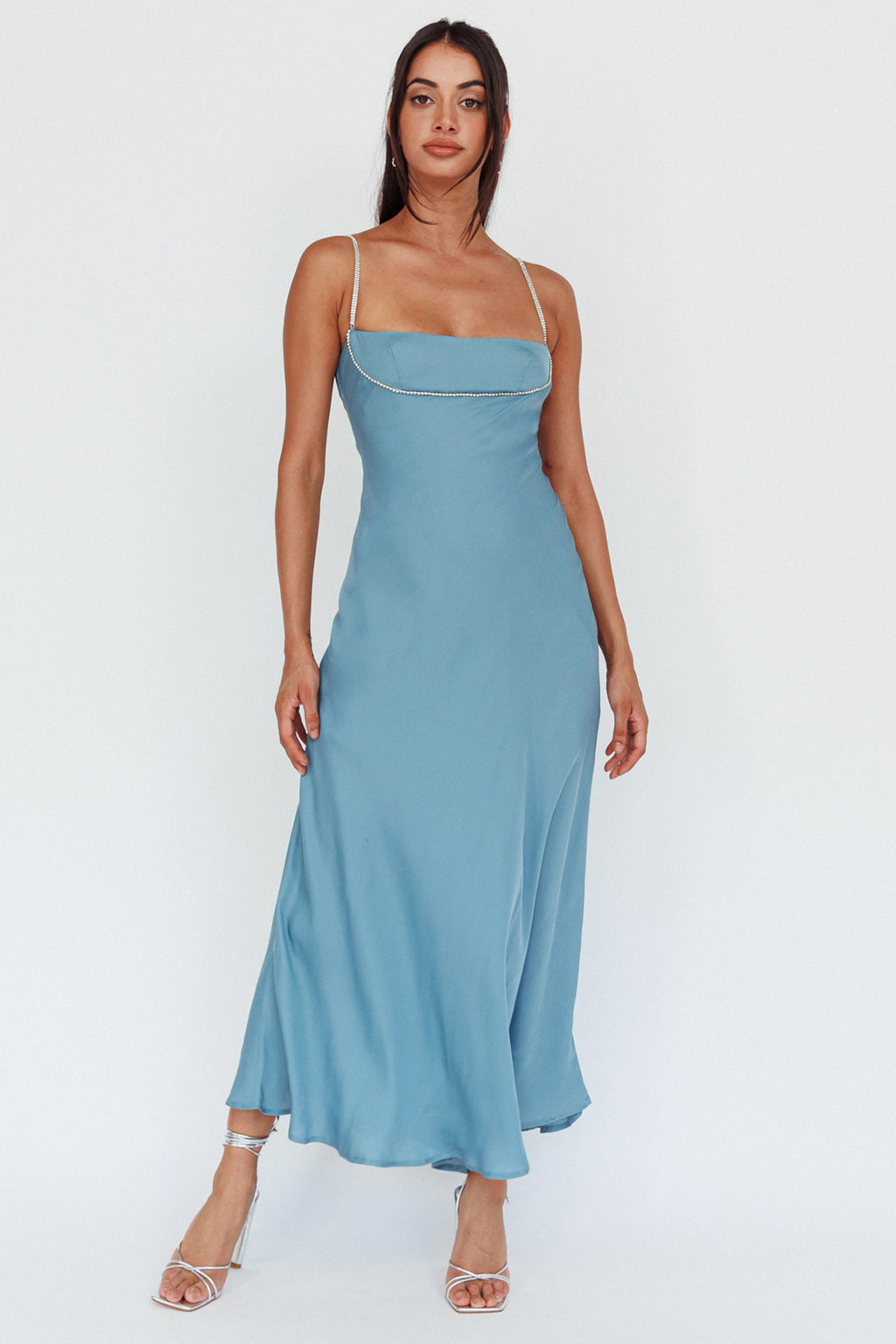 Linka Diamante Strap Maxi Dress Steel by Selfie Leslie Australia