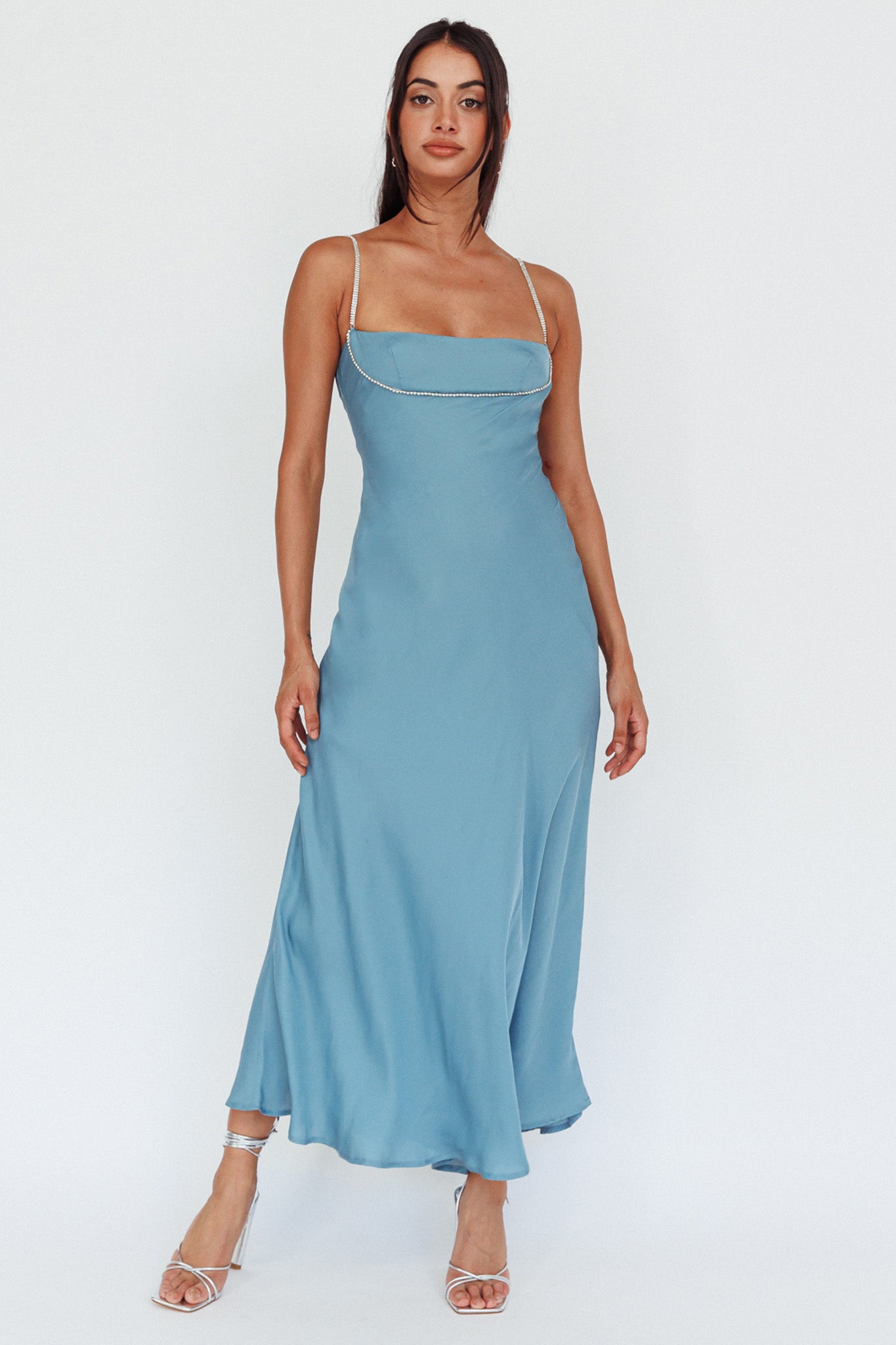Linka Diamante Strap Maxi Dress Steel by Selfie Leslie Australia