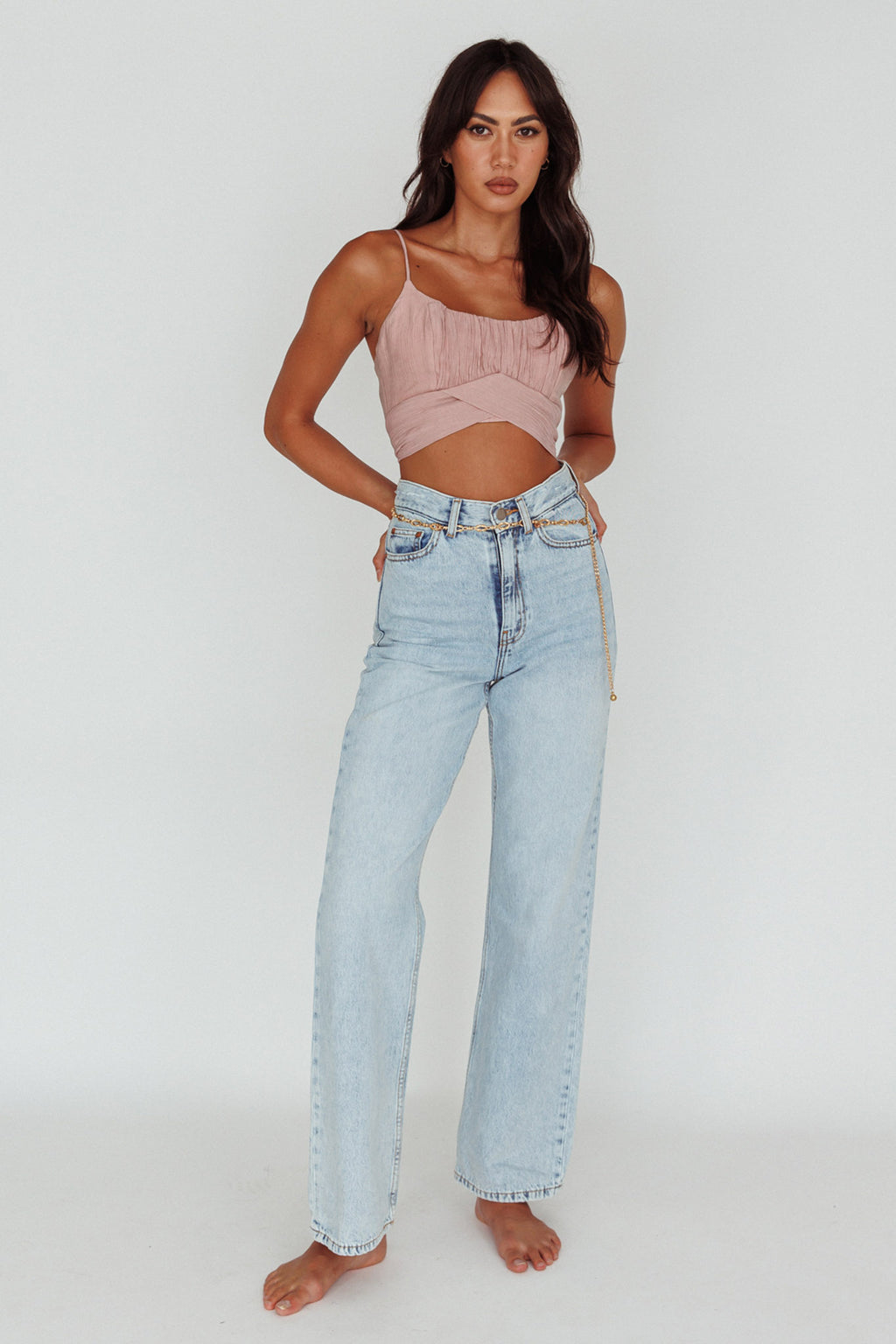 Linka Cami Strap Crop Top Blush by Selfie Leslie Australia