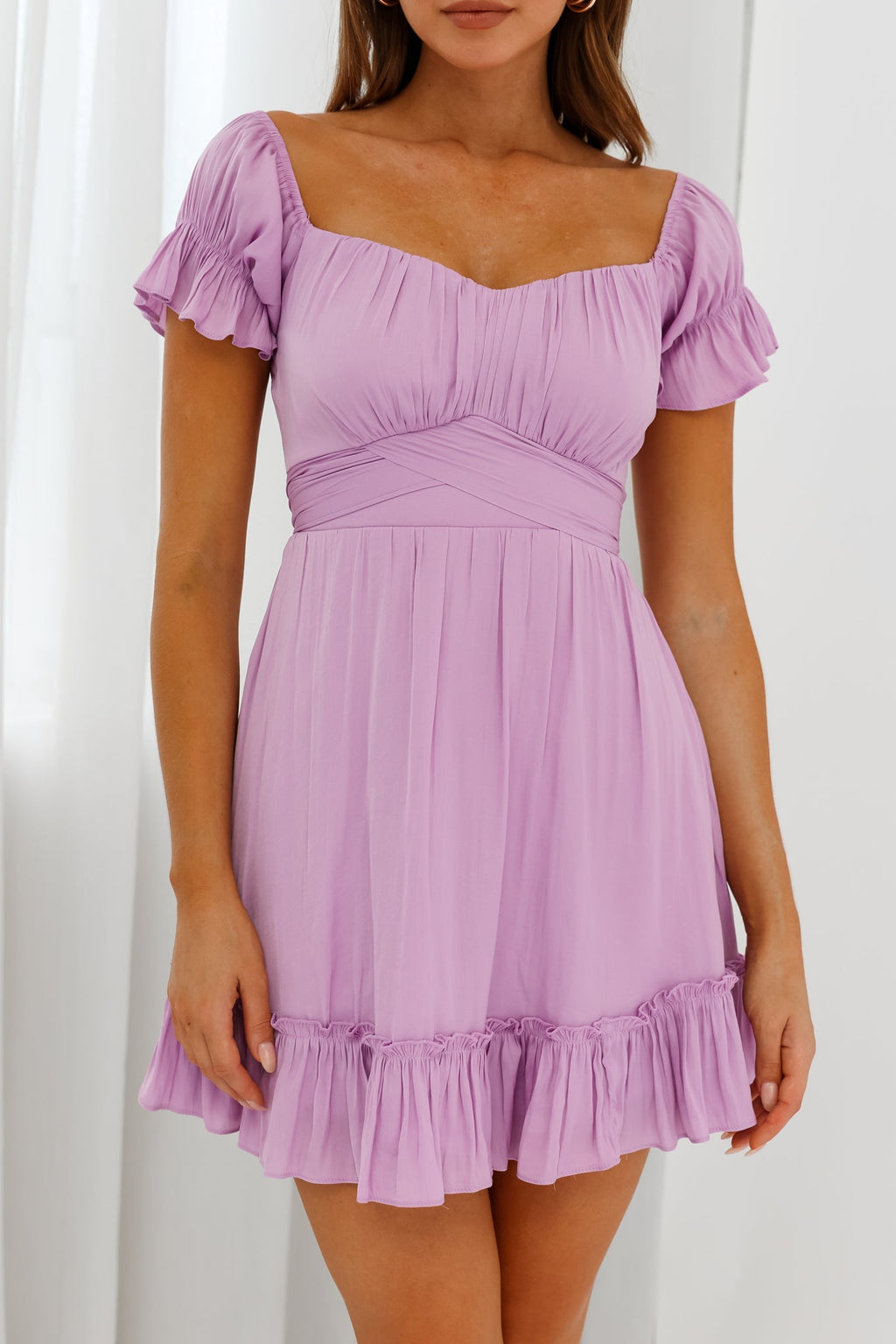 Linka Off-Shoulder Tie Back Dress Lilac by Selfie Leslie