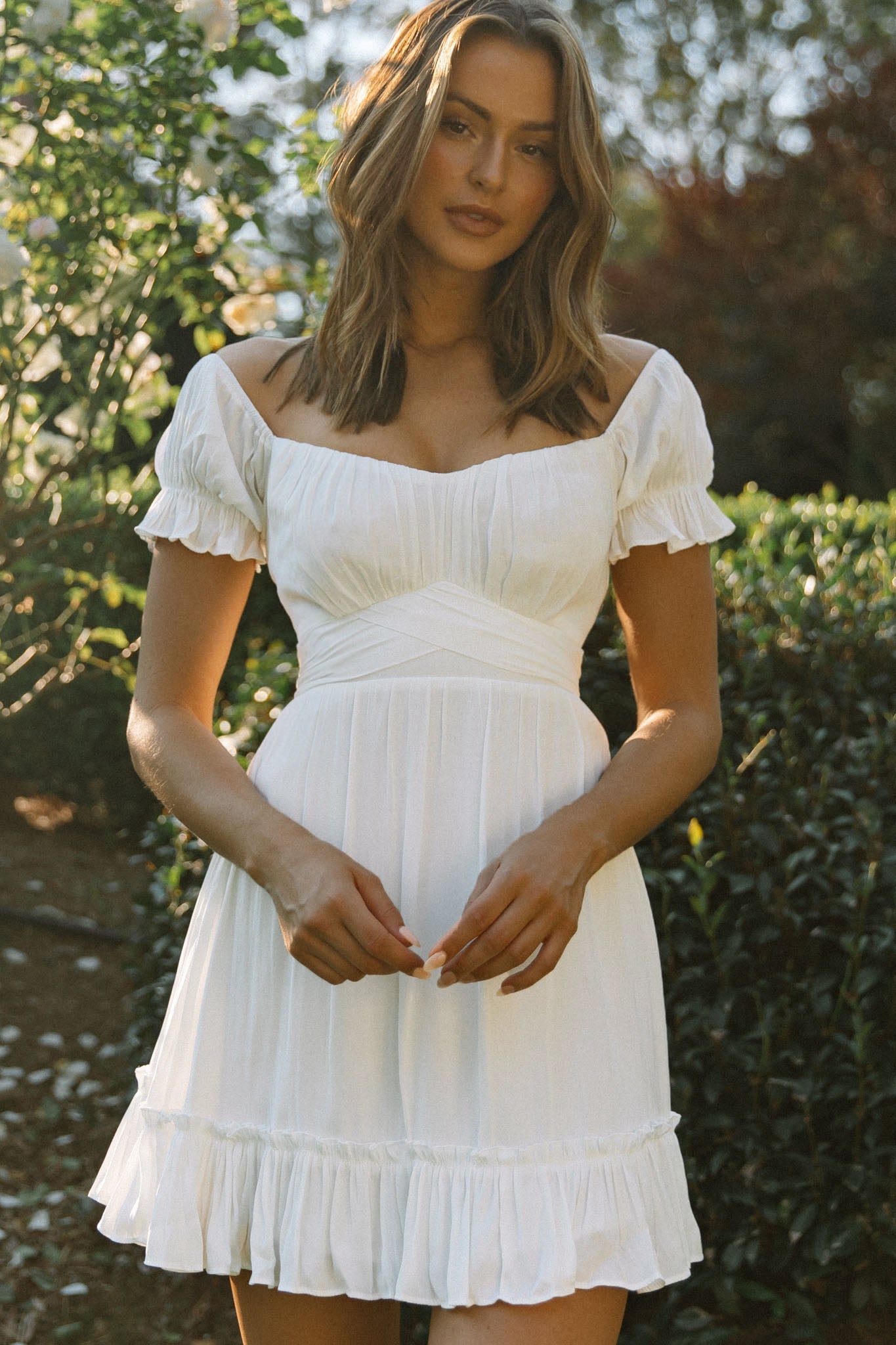 Linka Off-Shoulder Tie Back Dress White by Selfie Leslie