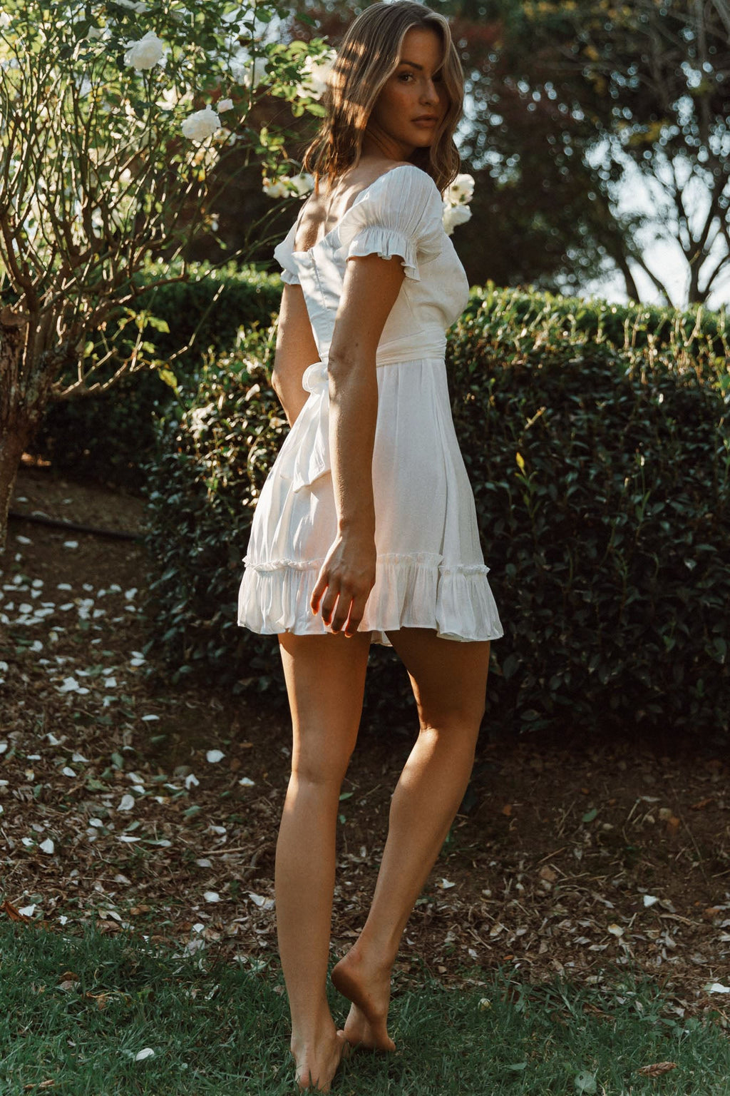 Linka Off-Shoulder Tie Back Dress White by Selfie Leslie