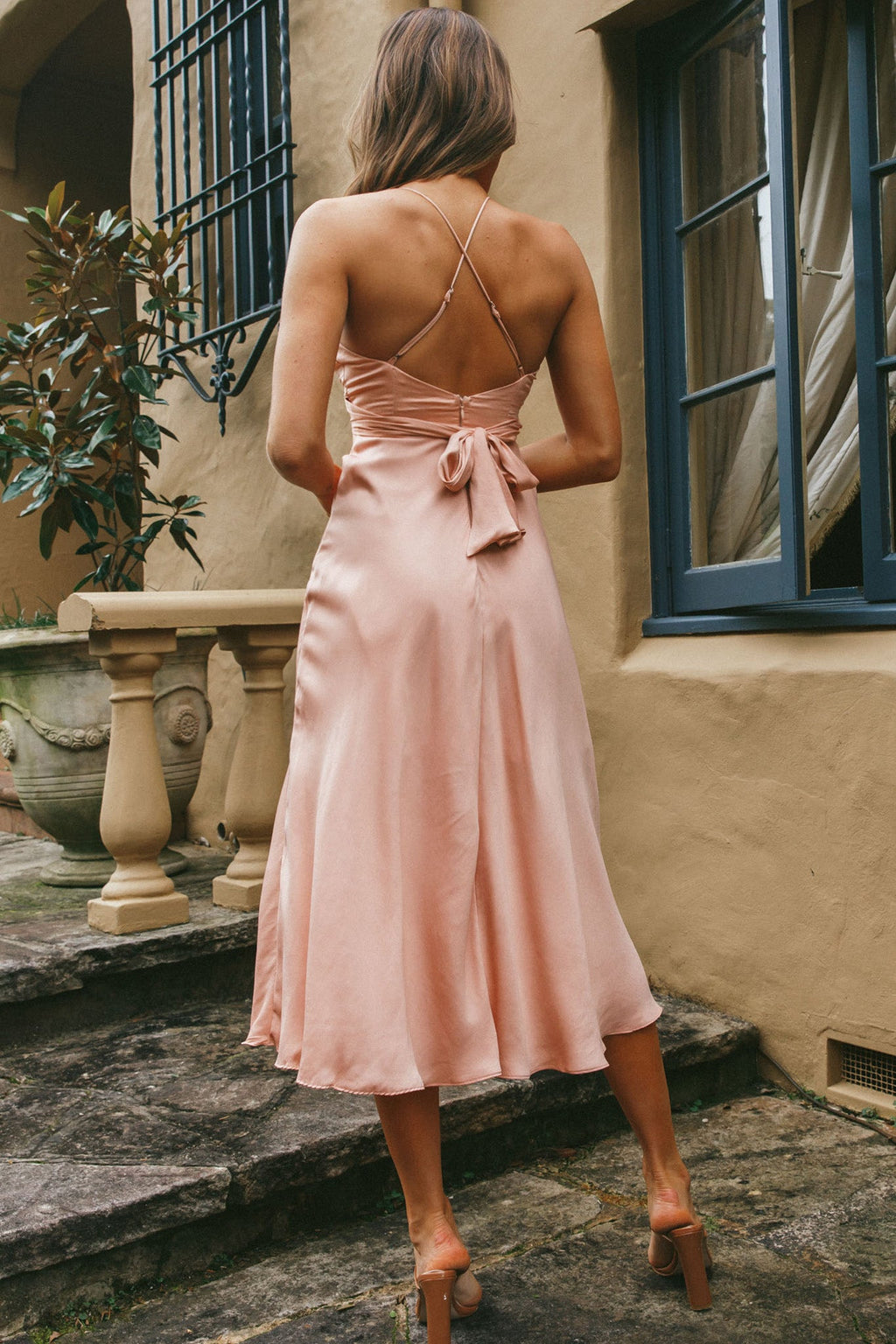 Linka Cami Strap Midi Dress Peach by Selfie Leslie