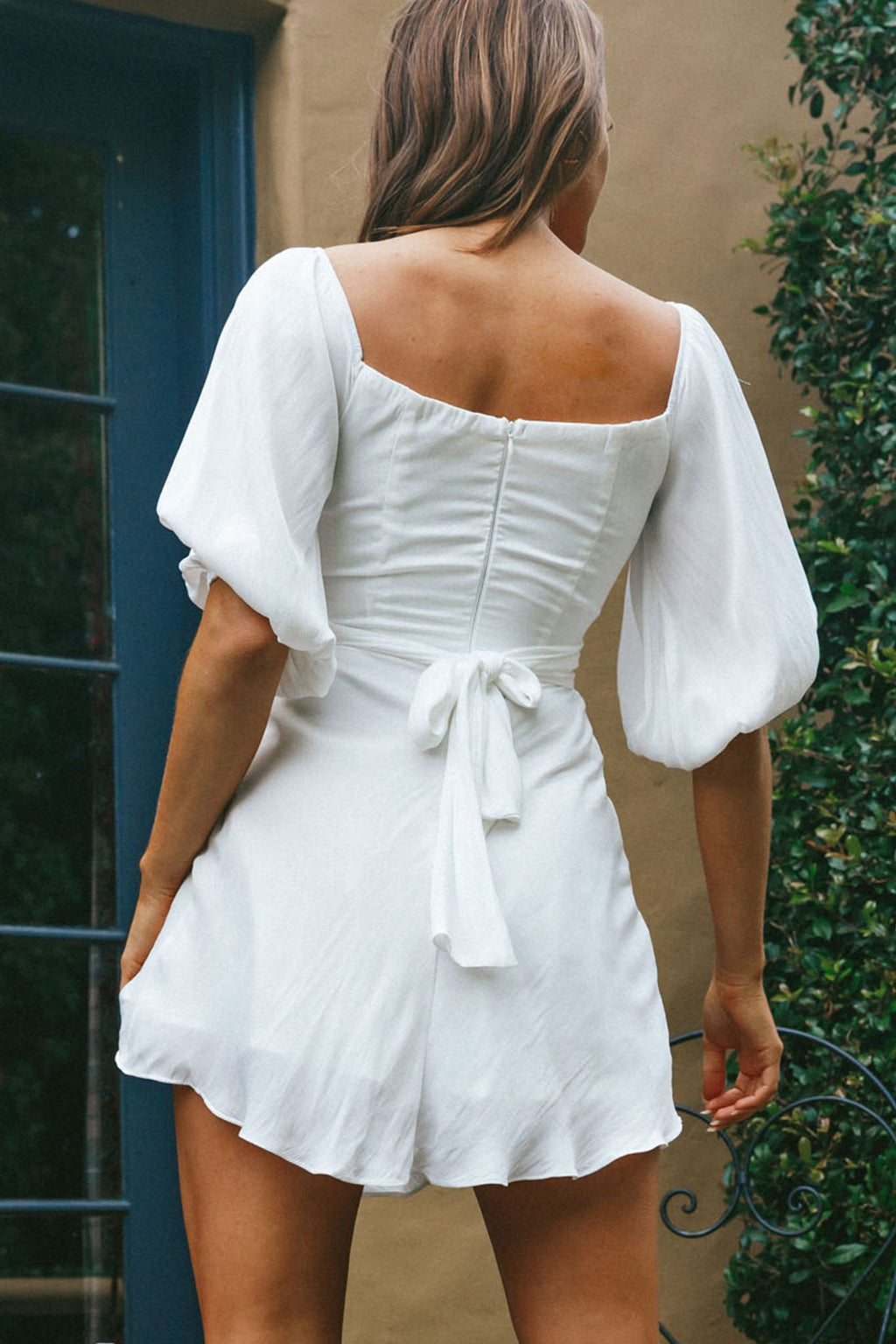 Linka On or Off-Shoulder Half Sleeve Tie-Back Dress White by Selfie Leslie