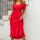 Linka Off-Shoulder Tie Back Midi Dress Red