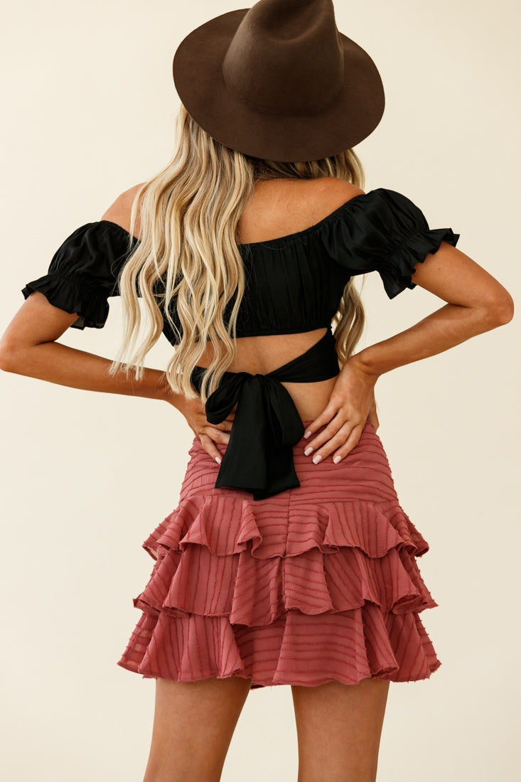 Let Them Eat Cake Triple Ruffle Skirt Rose by Selfie Leslie
