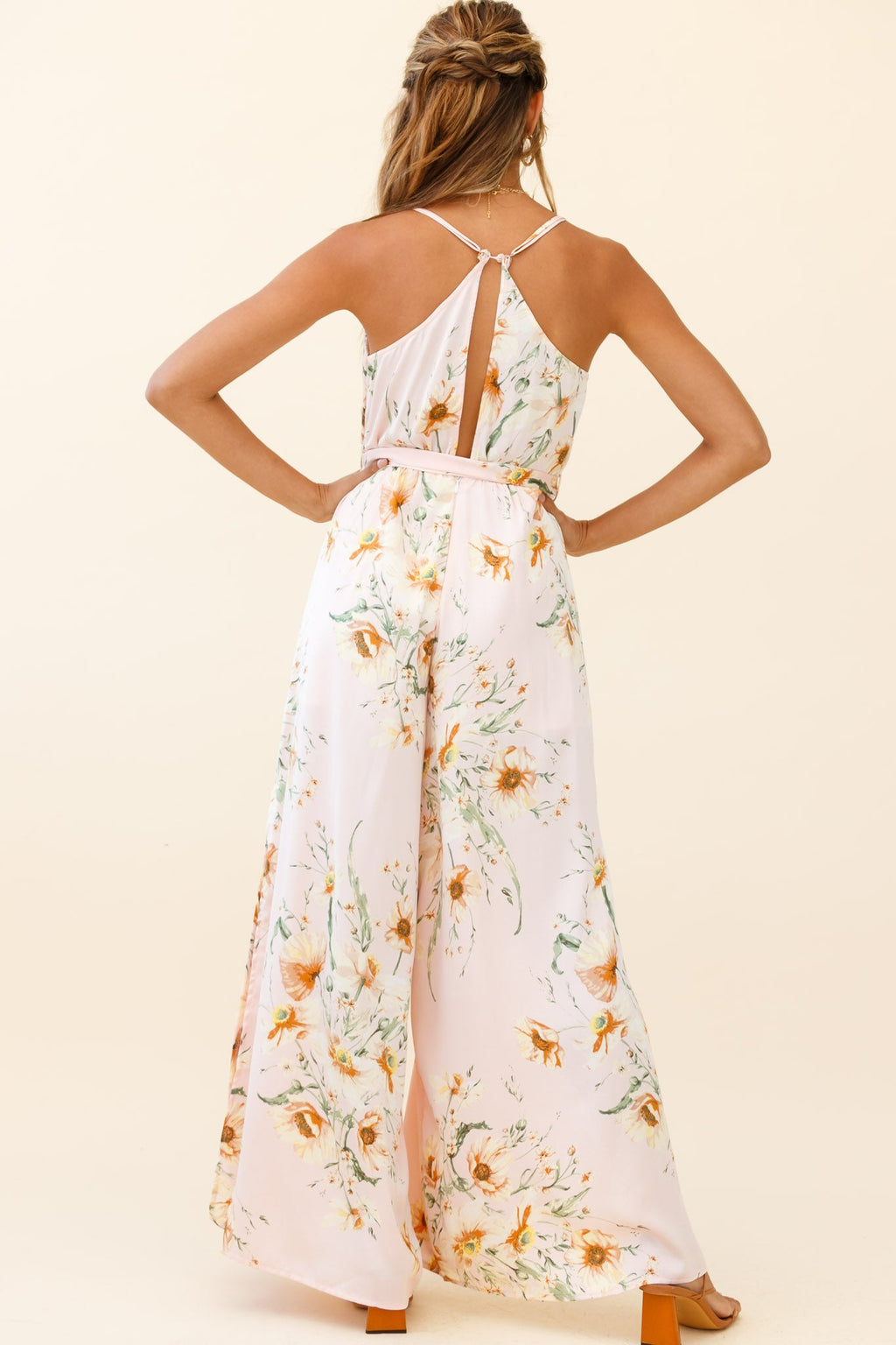 Miso Wide-Leg Cami Jumpsuit Poppy Print Pink by Selfie Leslie