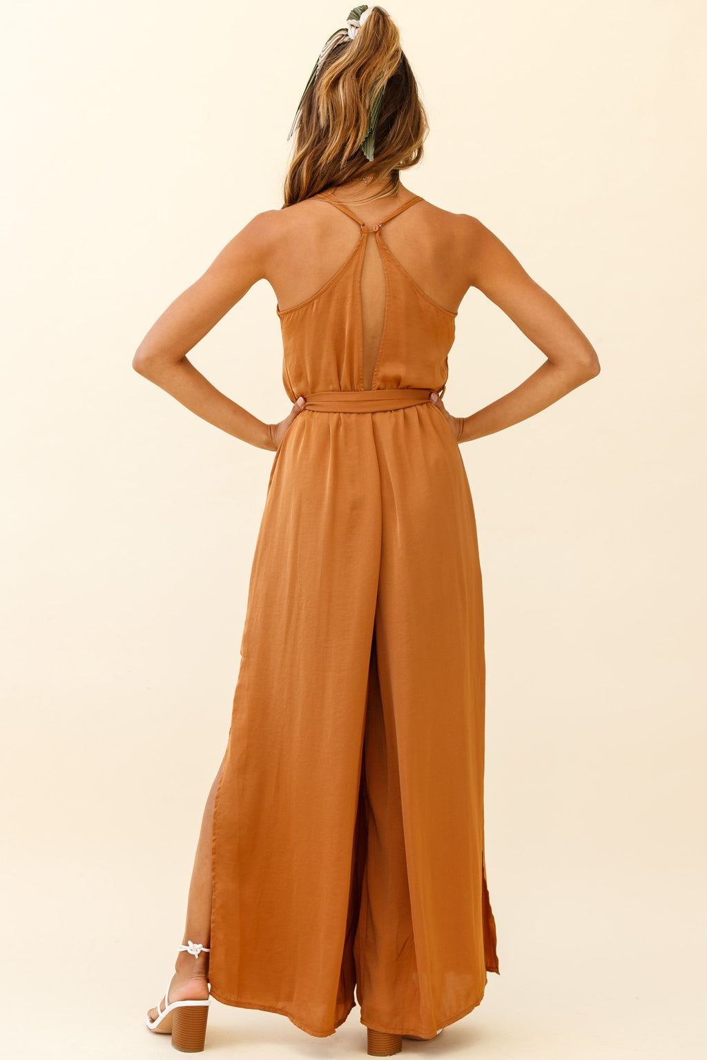 Miso Wide-Leg Cami Jumpsuit Tan by Selfie Leslie