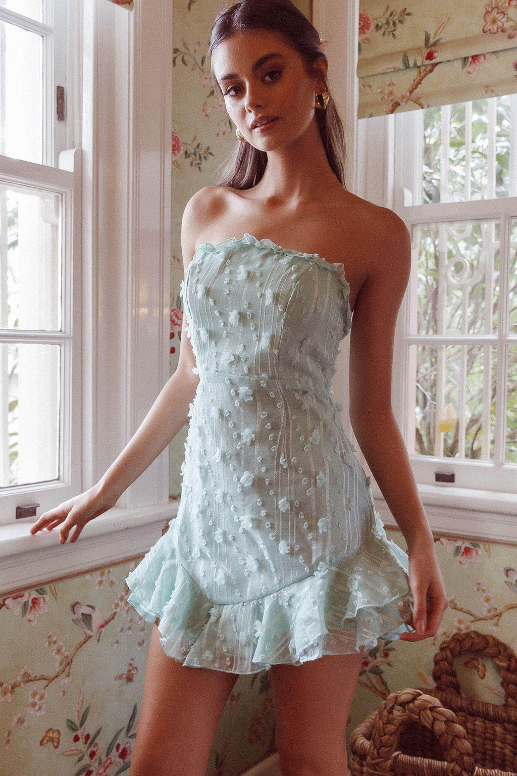 Cece Embellished Bandeau Dress Sage by Selfie Leslie Australia