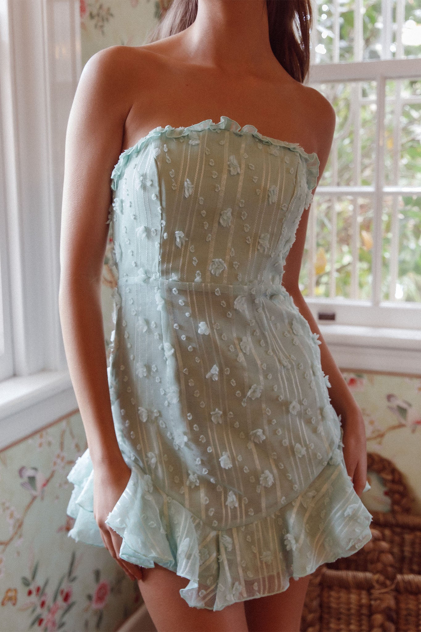 Cece Embellished Bandeau Dress Sage by Selfie Leslie Australia