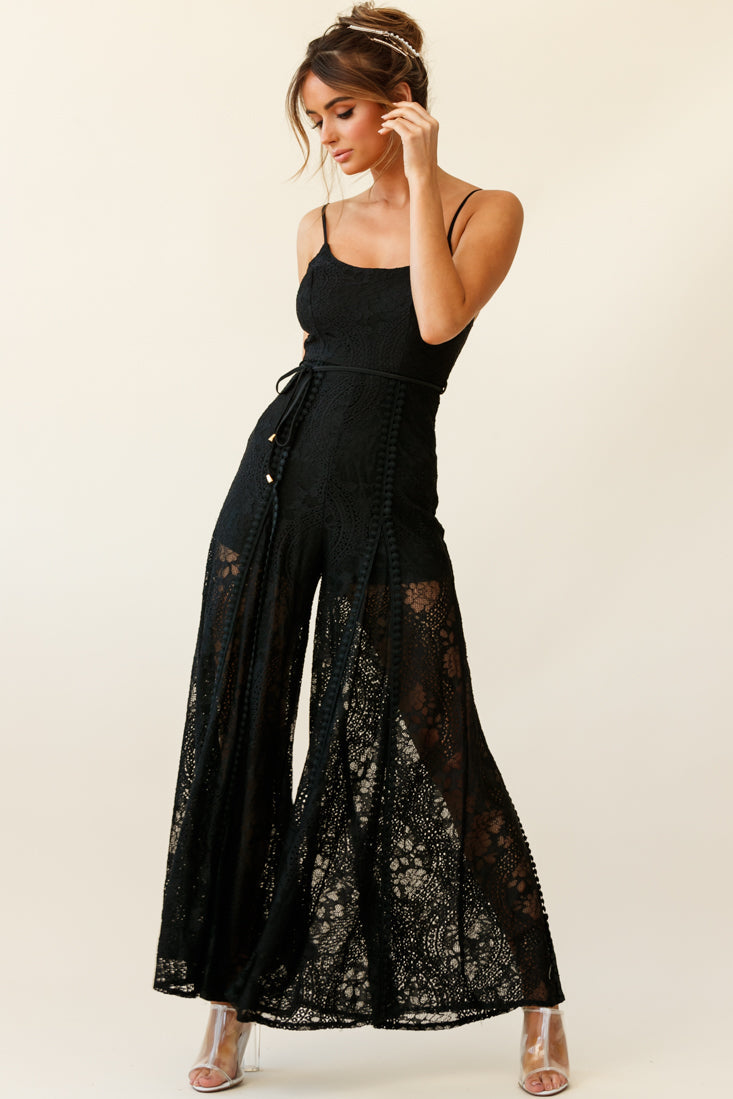 Palm Springs Lace Jumpsuit Black by Selfie Leslie