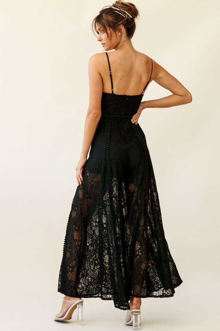 Palm Springs Lace Jumpsuit Black by Selfie Leslie
