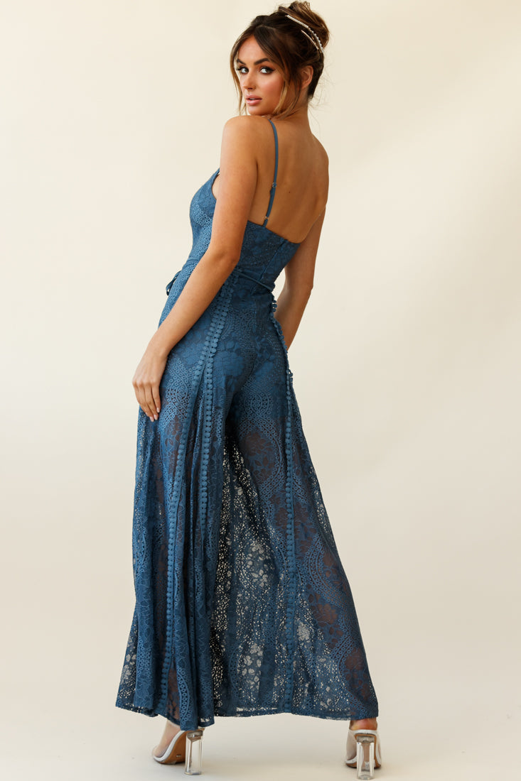 Palm Springs Lace Jumpsuit Midnight Blue by Selfie Leslie