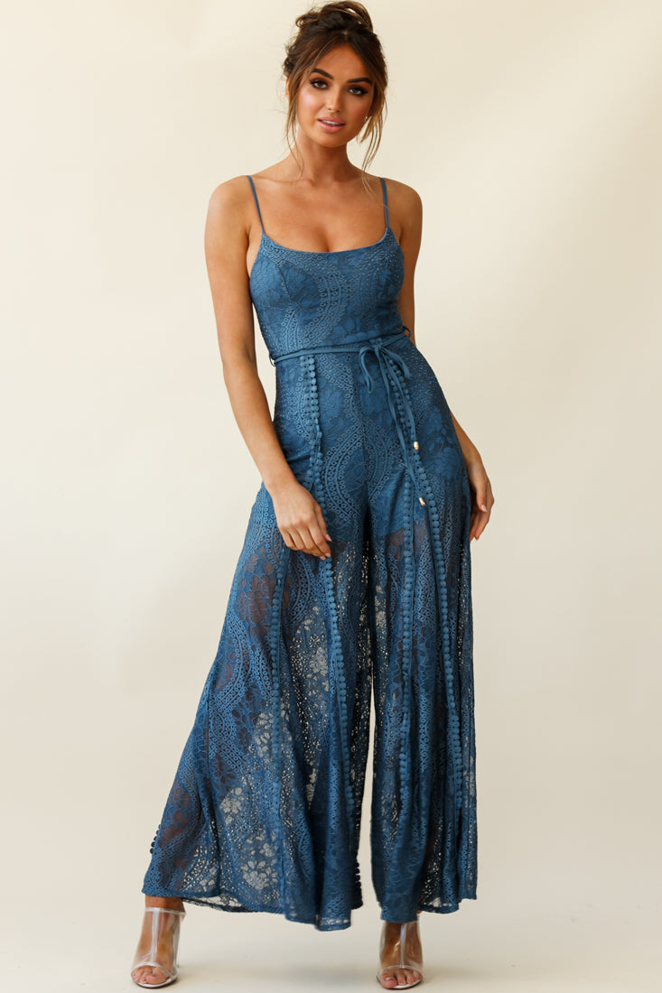 Palm Springs Lace Jumpsuit Midnight Blue by Selfie Leslie