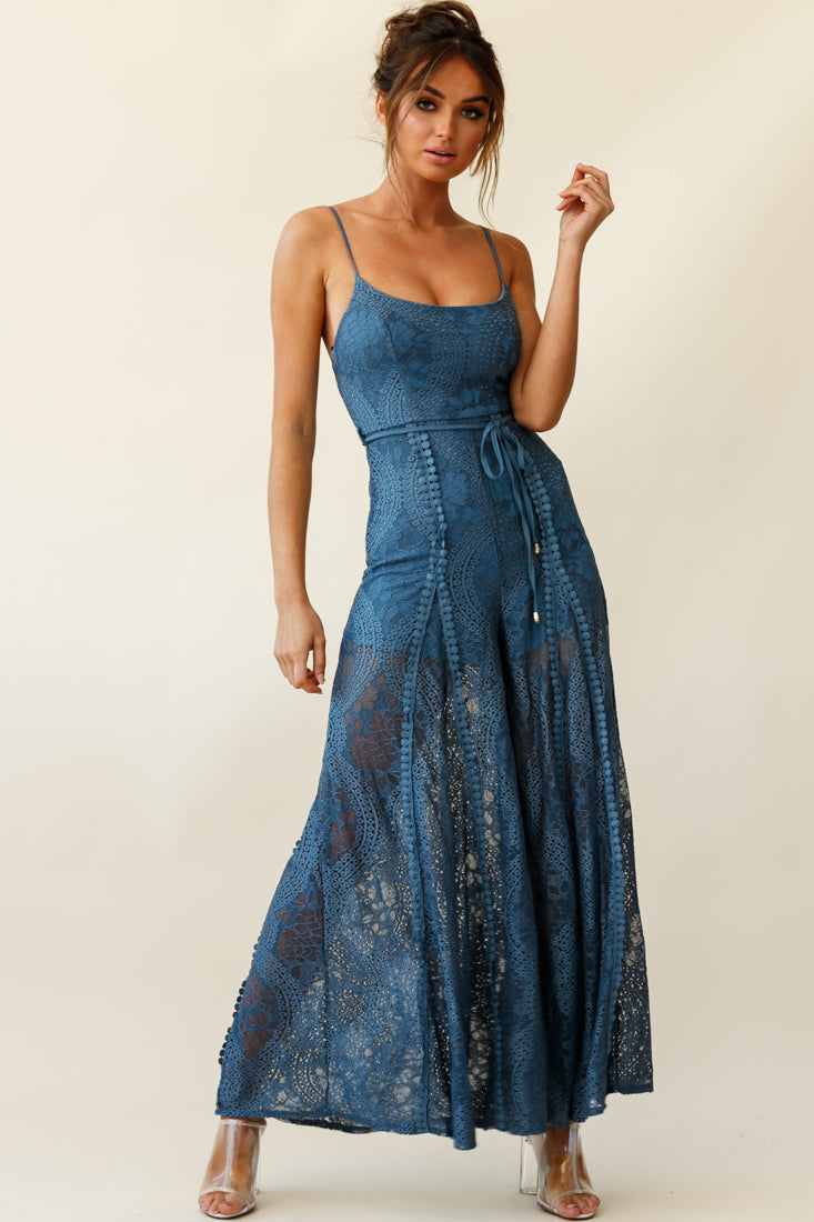 Palm Springs Lace Jumpsuit Midnight Blue by Selfie Leslie
