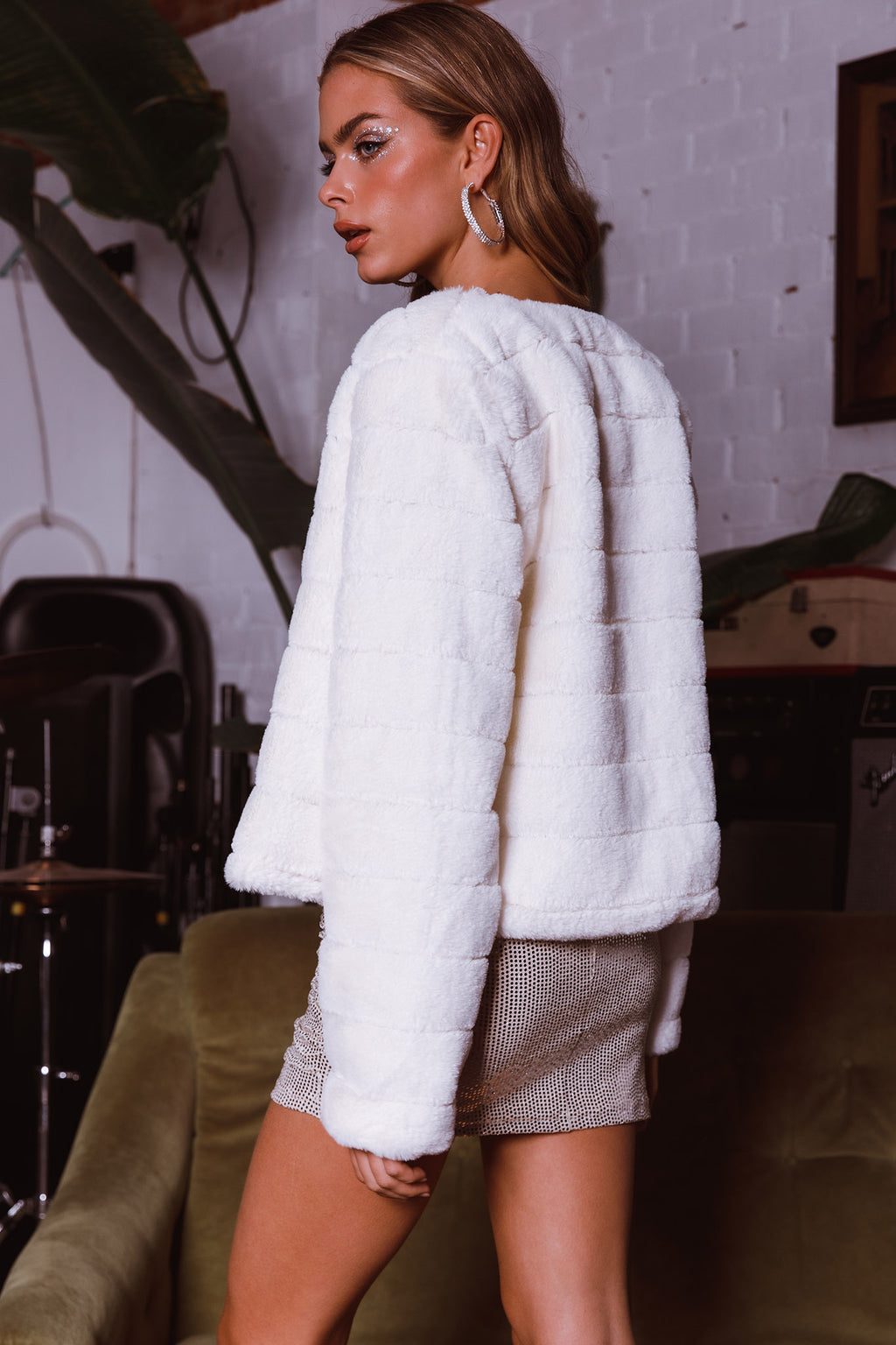 Montana Faux Fur Jacket White by Selfie Leslie