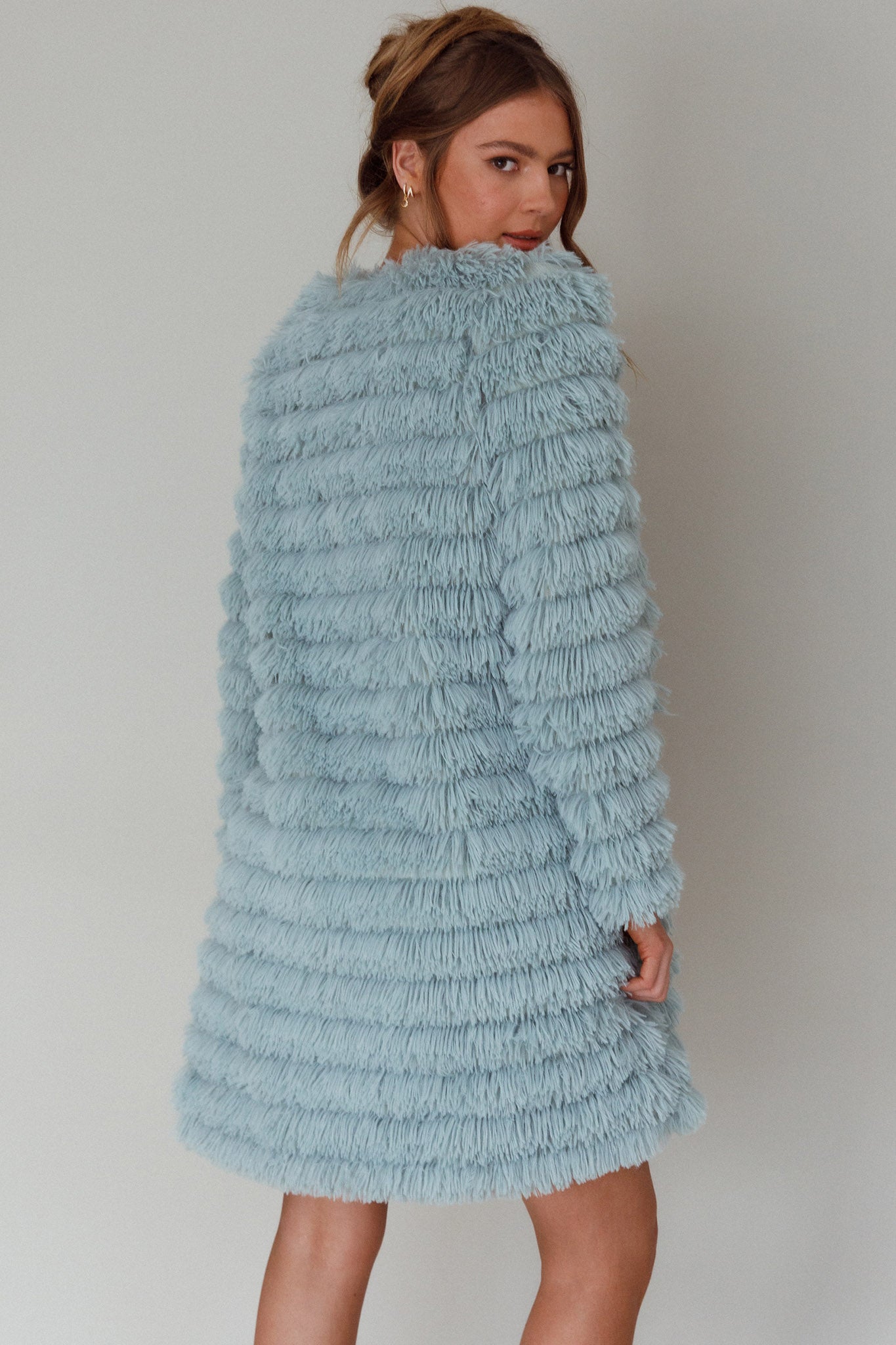 Montana Faux Fur Long Jacket Matcha by Selfie Leslie Australia