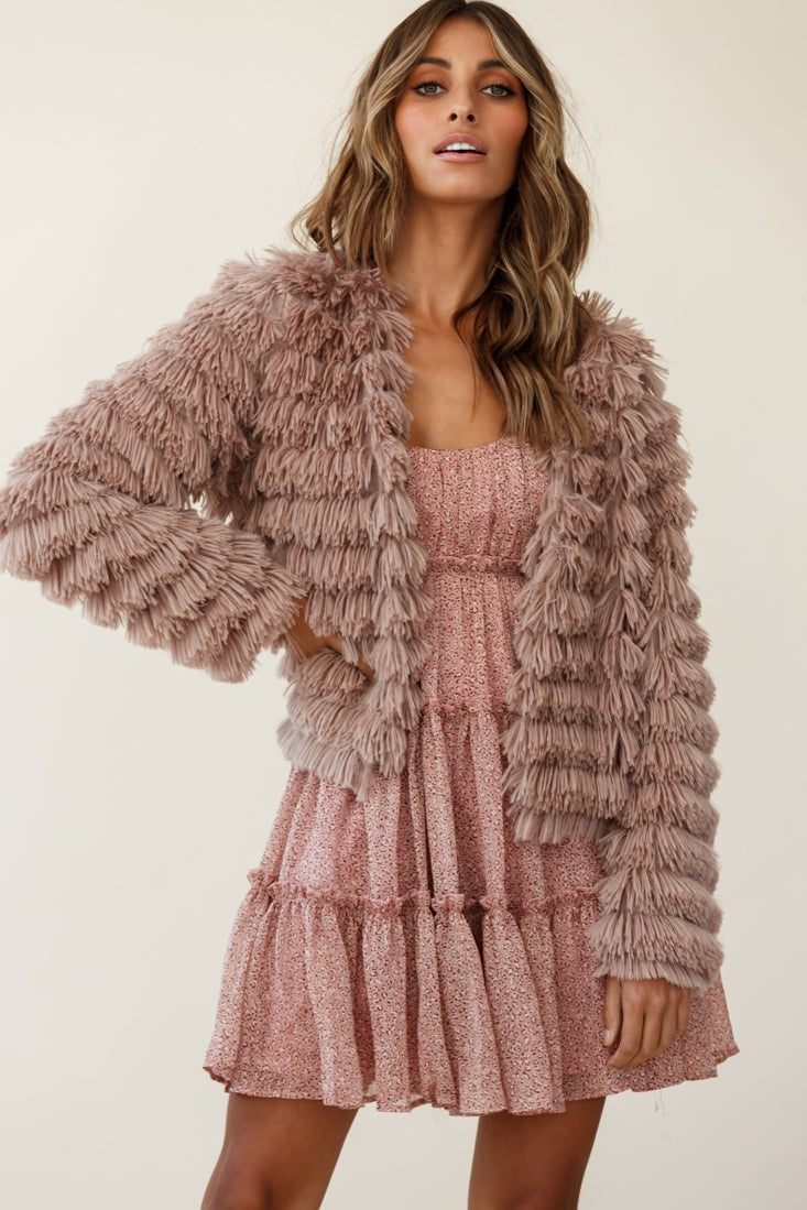 Montana Shaggy Faux Fur Jacket Camel by Selfie Leslie