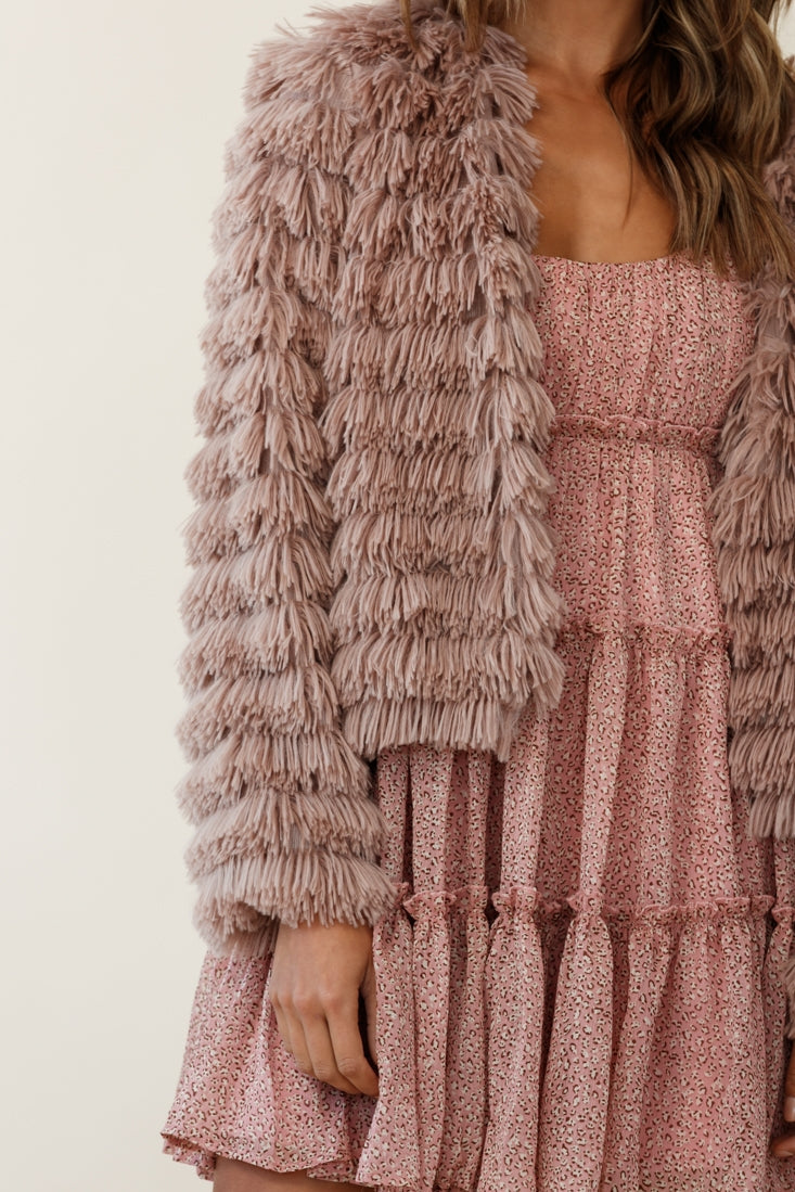 Montana Shaggy Faux Fur Jacket Camel by Selfie Leslie