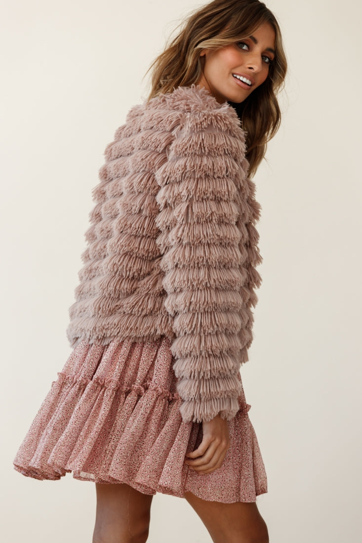 Montana Shaggy Faux Fur Jacket Camel by Selfie Leslie