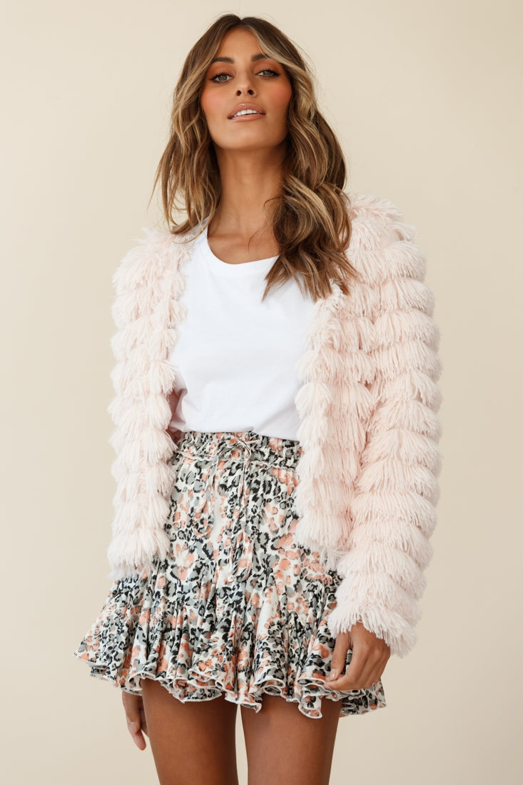 Robyn Flounce Mini Skirt Pink Leopard by Selfie Leslie