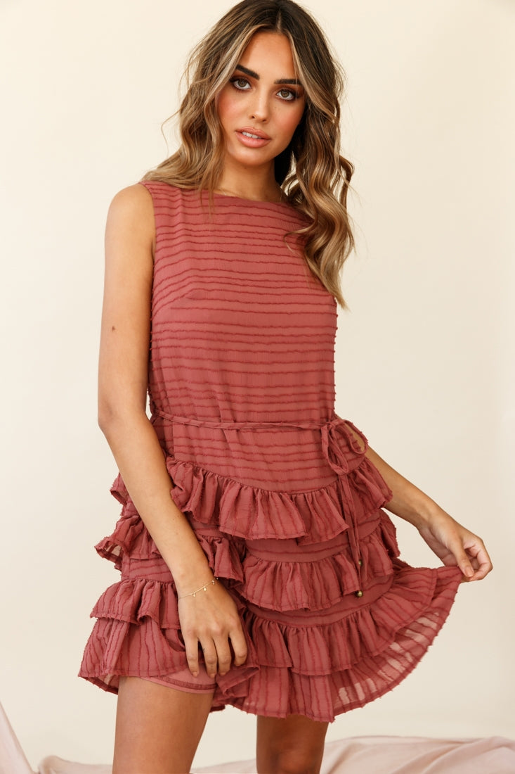 Zayah Sleeveless Layered Frill Dress Rose by Selfie Leslie