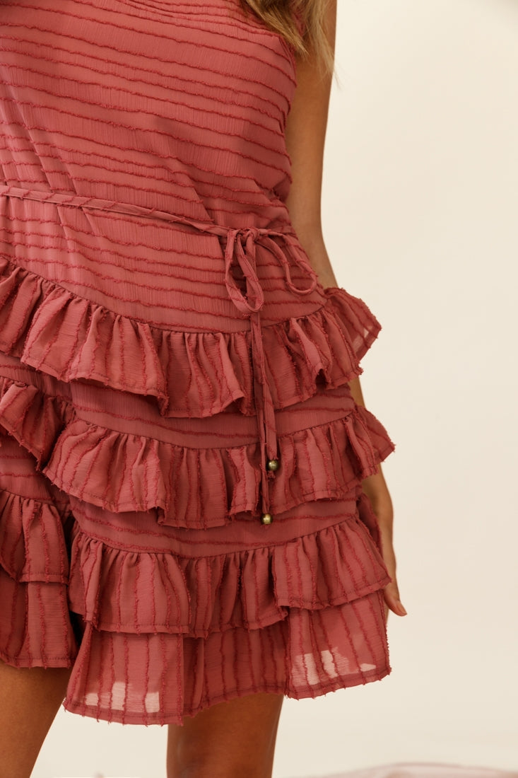 Zayah Sleeveless Layered Frill Dress Rose by Selfie Leslie