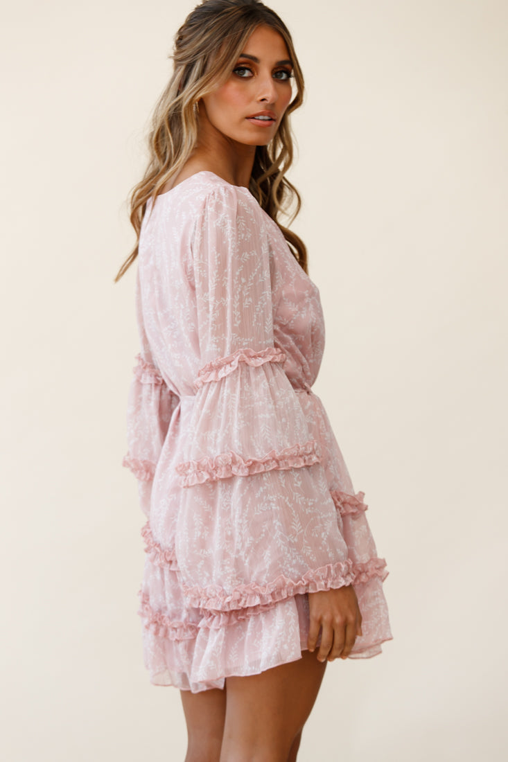 PINK CONTRAST QUARTER PLACKET SELF TIE FLORAL TOP