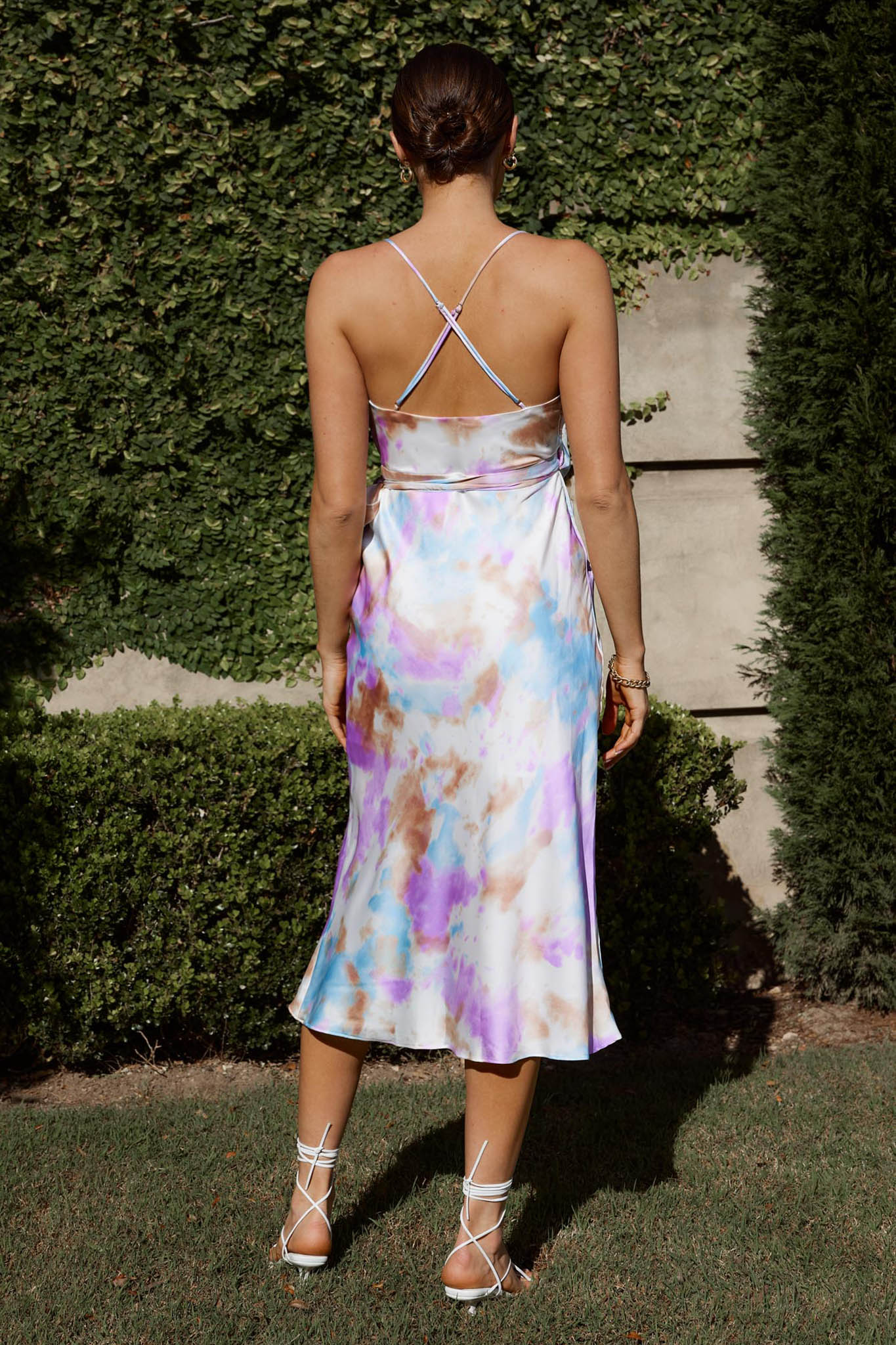 Medellin Side-Tie Wrap Midi Dress Watercolor Multi by Selfie Leslie