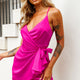 Medellin Gathered Detail Side-Tie Wrap Dress Hot Pink