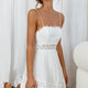 Desert Nights Crochet Lace Trim Tied Back Sun Dress White