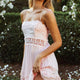 Desert Nights Crochet Lace Trim Tied Back Sun Dress Pink