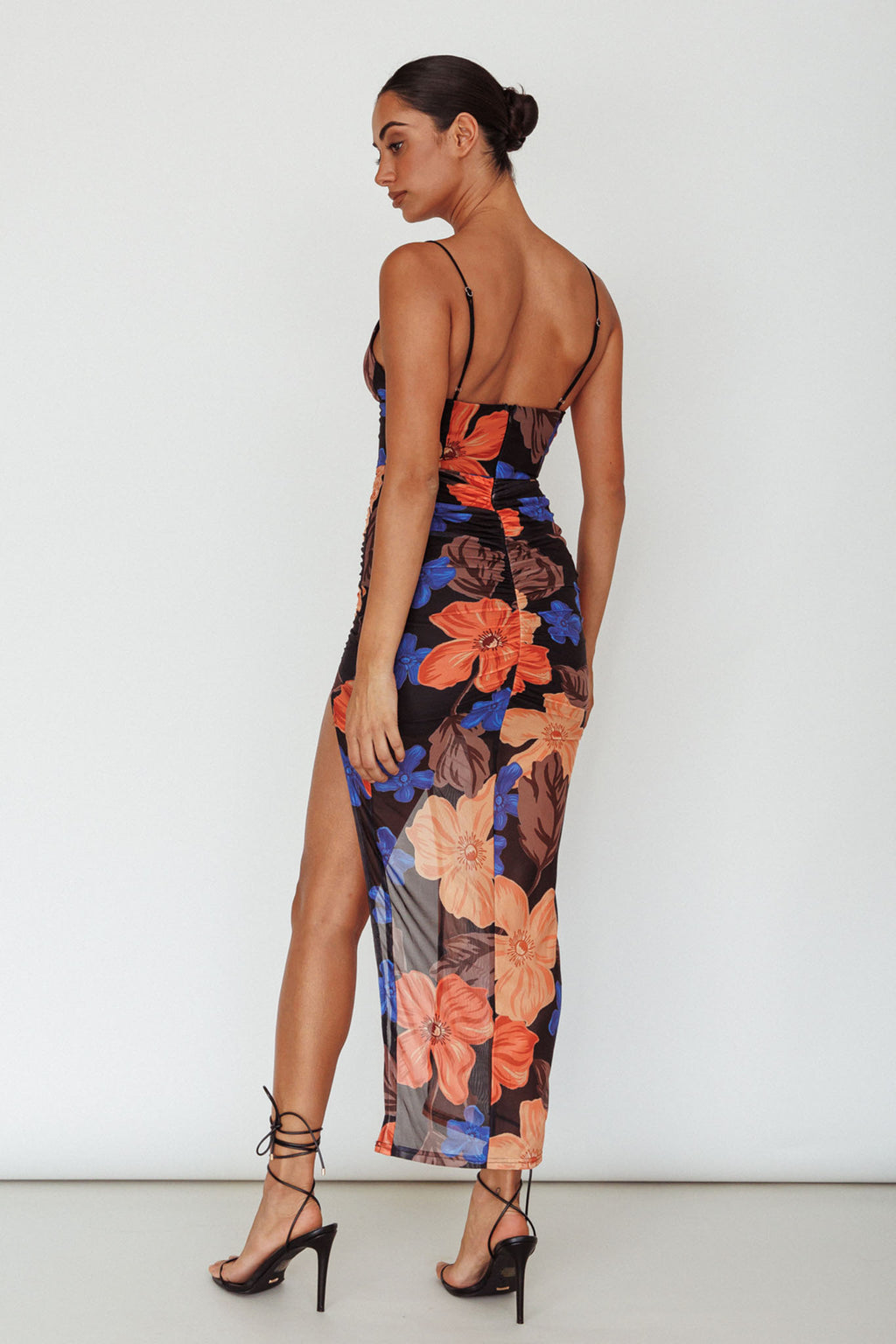 Lake Como Fitted Bodice Side Split Dress Black/Orange by Selfie Leslie Australia