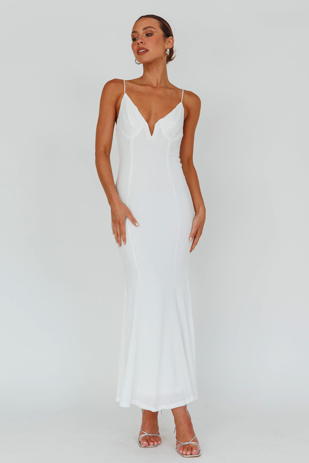 Lake Como Bodycon Maxi Dress White by Selfie Leslie Australia