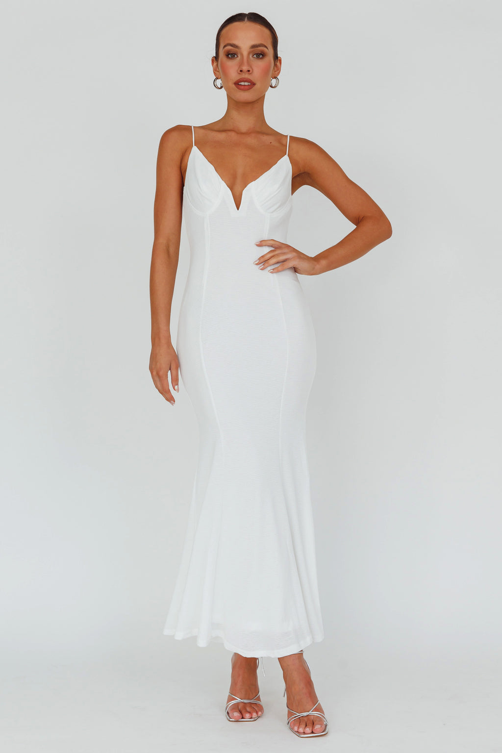 Lake Como Bodycon Maxi Dress White by Selfie Leslie Australia