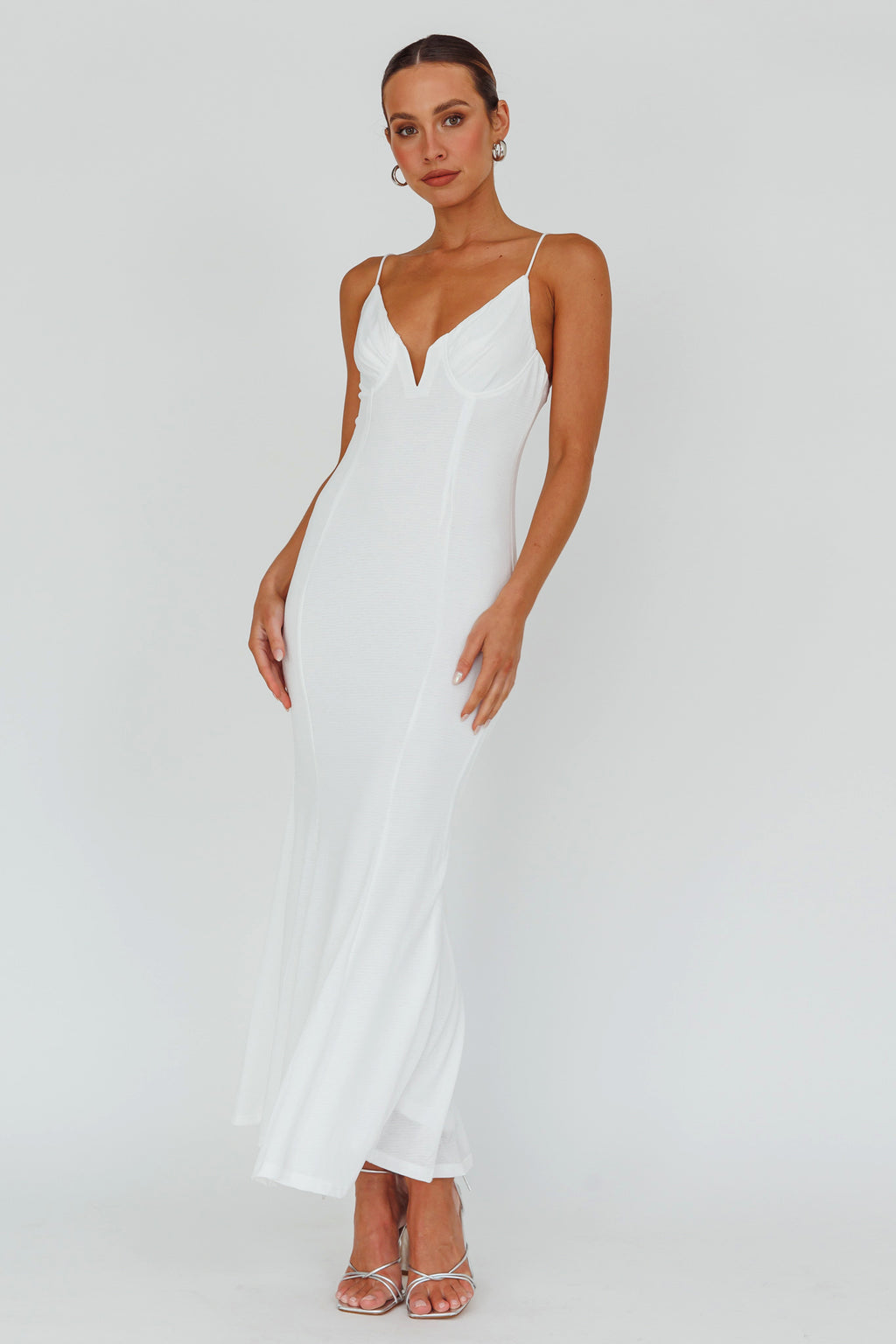 Lake Como Bodycon Maxi Dress White by Selfie Leslie Australia