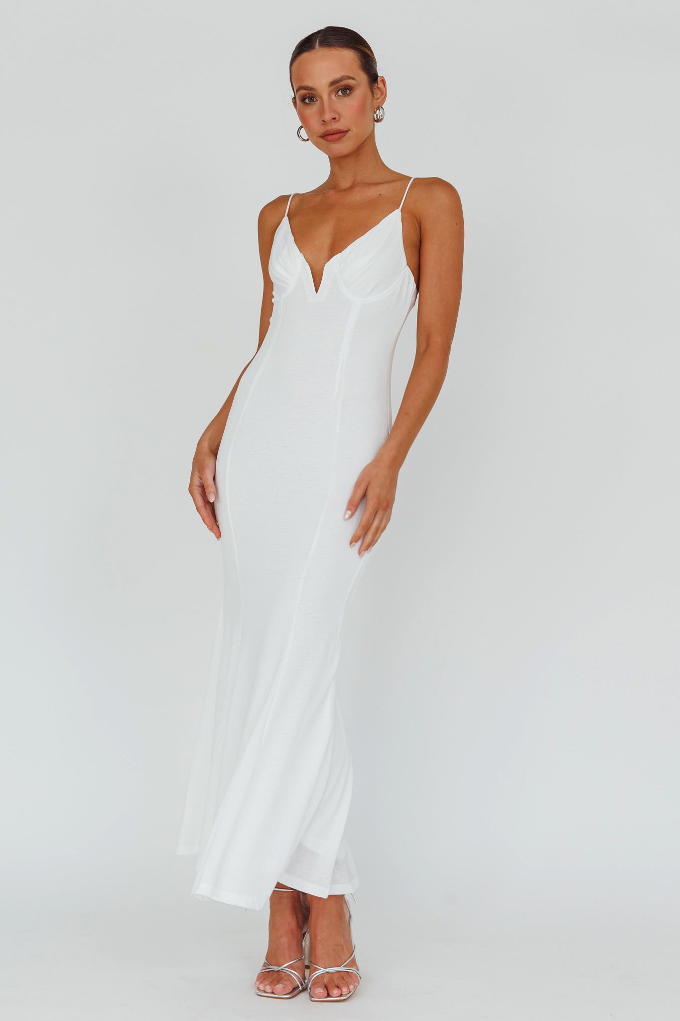 Lake Como Bodycon Maxi Dress White by Selfie Leslie Australia