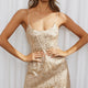Rome Calling Sequin And Embroidery Scalloped Hem Dress Gold