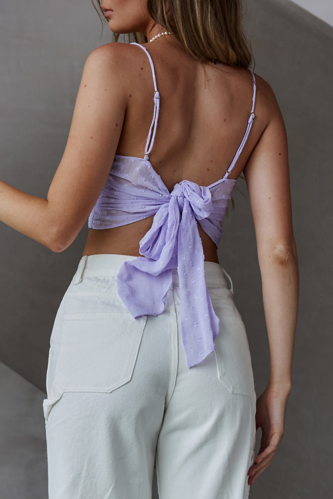 Sunshine Lover Sweetheart Neckline Tied Back Crop Top Lilac by Selfie Leslie
