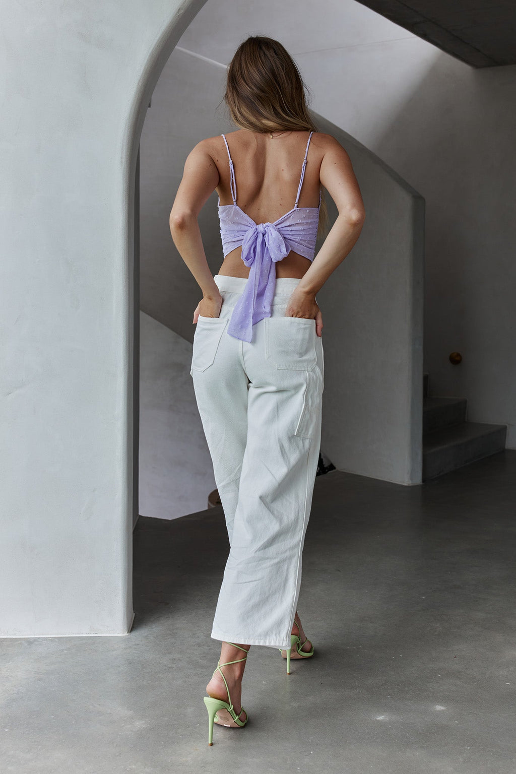 Sunshine Lover Sweetheart Neckline Tied Back Crop Top Lilac by Selfie Leslie