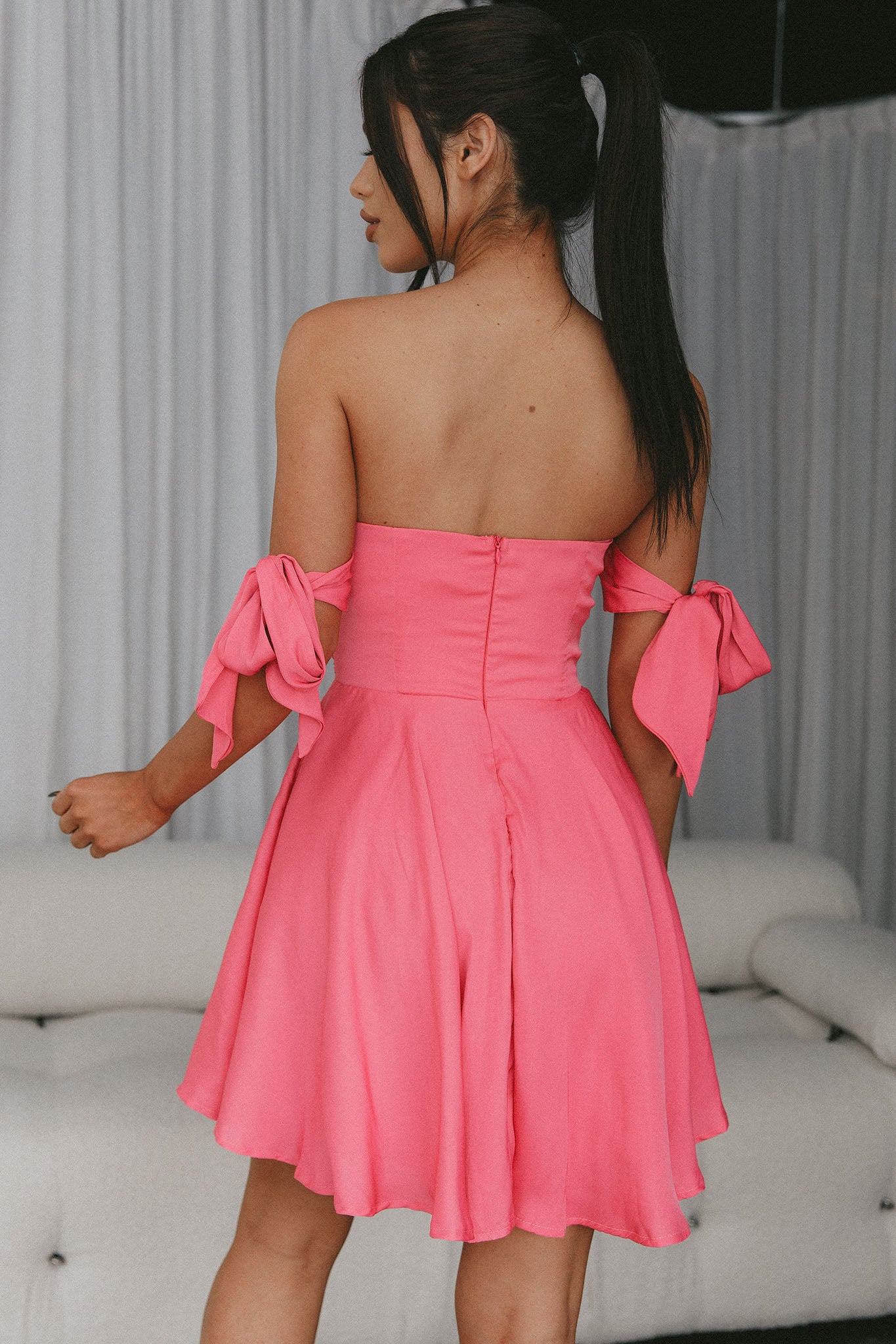 One Sweet Day Off Shoulder A-Line Dress Hot Pink by Selfie Leslie