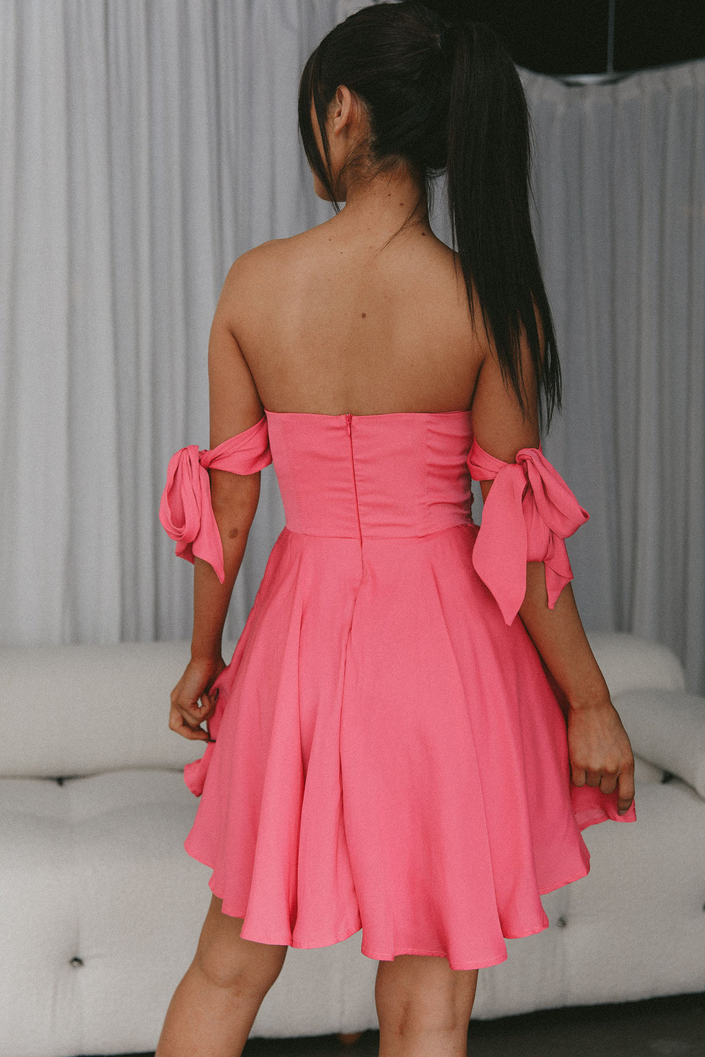 One Sweet Day Off Shoulder A-Line Dress Hot Pink by Selfie Leslie