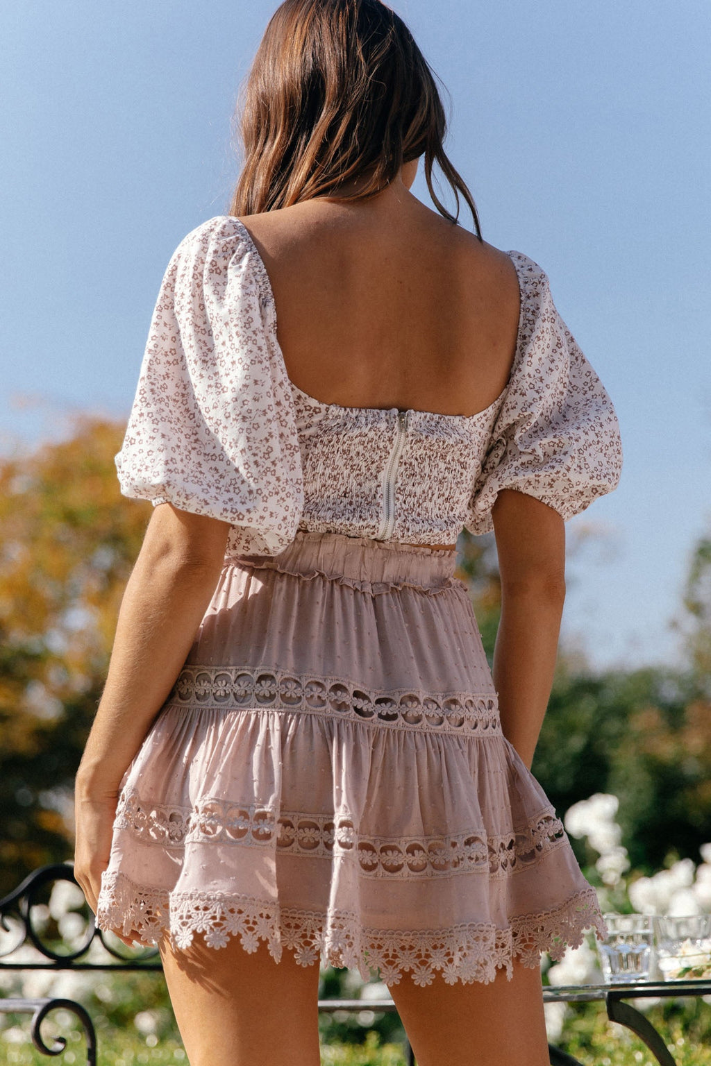 Sweet Romance Sweetheart Neckline Crop Top Floral Print White by Selfie Leslie