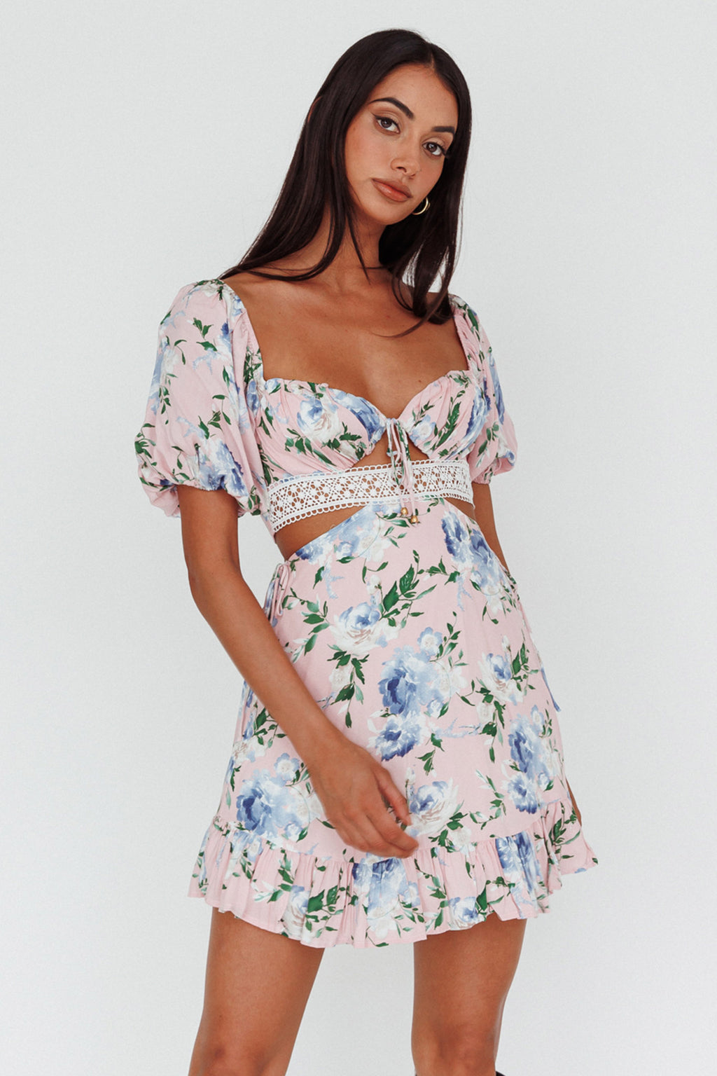 Sweet Romance Cut-Out Mini Dress Pink by Selfie Leslie Australia